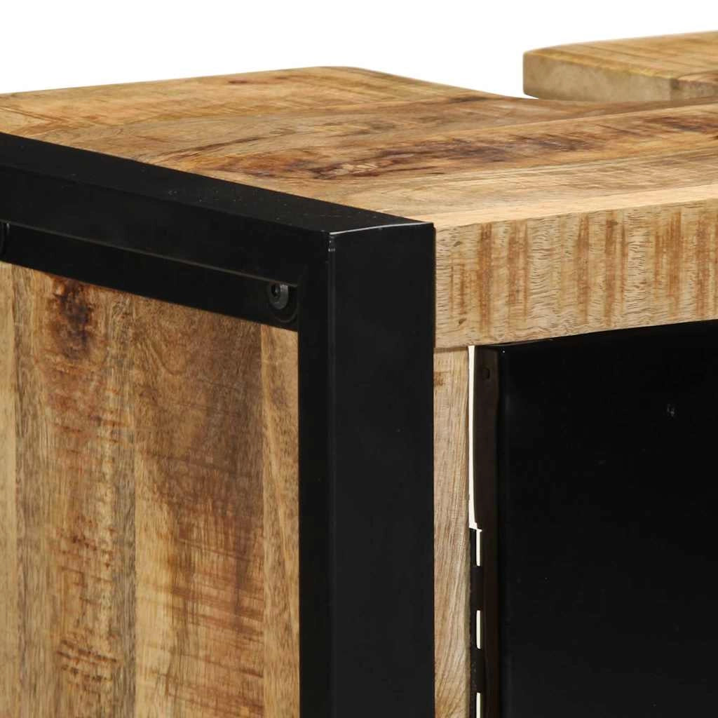 Pratico mobiletto da bagno rettangolare 55 x 35 x 60 cm in legno massello di mango marrone 02_0057639