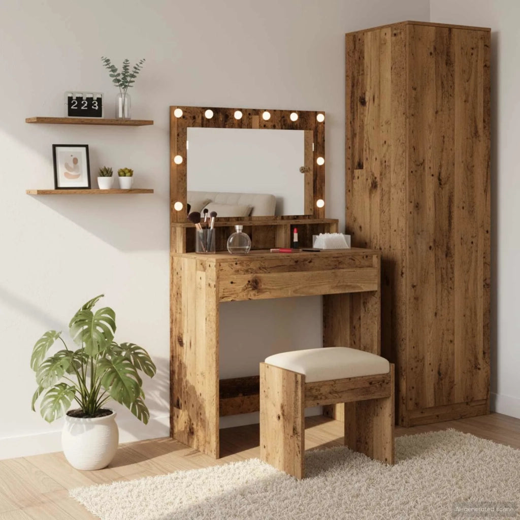 Tavolo da Trucco con specchio Legno vecchio 75,5 x 41 x 135 cm 865116