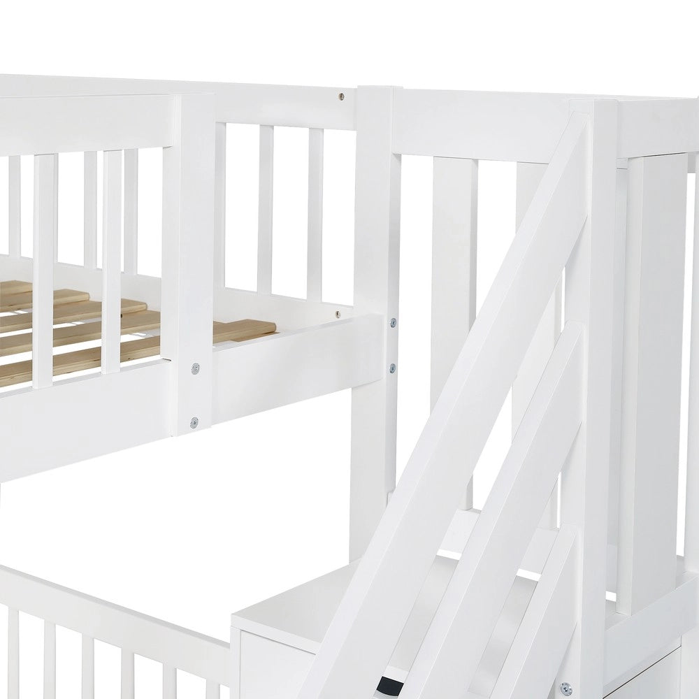 Letto a Castello con Letto Estraibile ¨C Xylo ¨C Pino e MDF, Bianco, 90x200cm