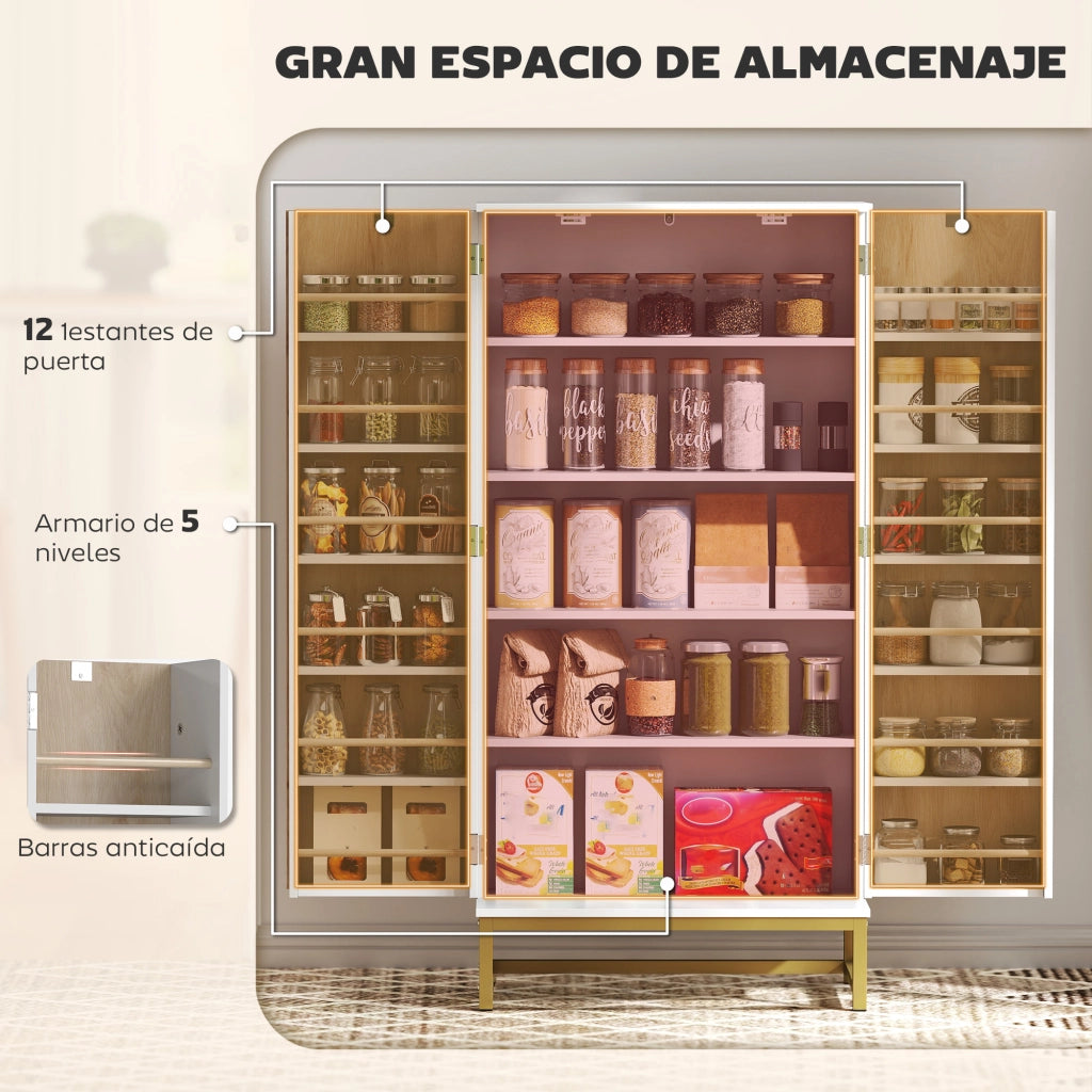 Armadio Dispensa Cucina ¨C Xylo ¨C Bianco 2 Ante 12 Ripiani Regolabili Multiuso