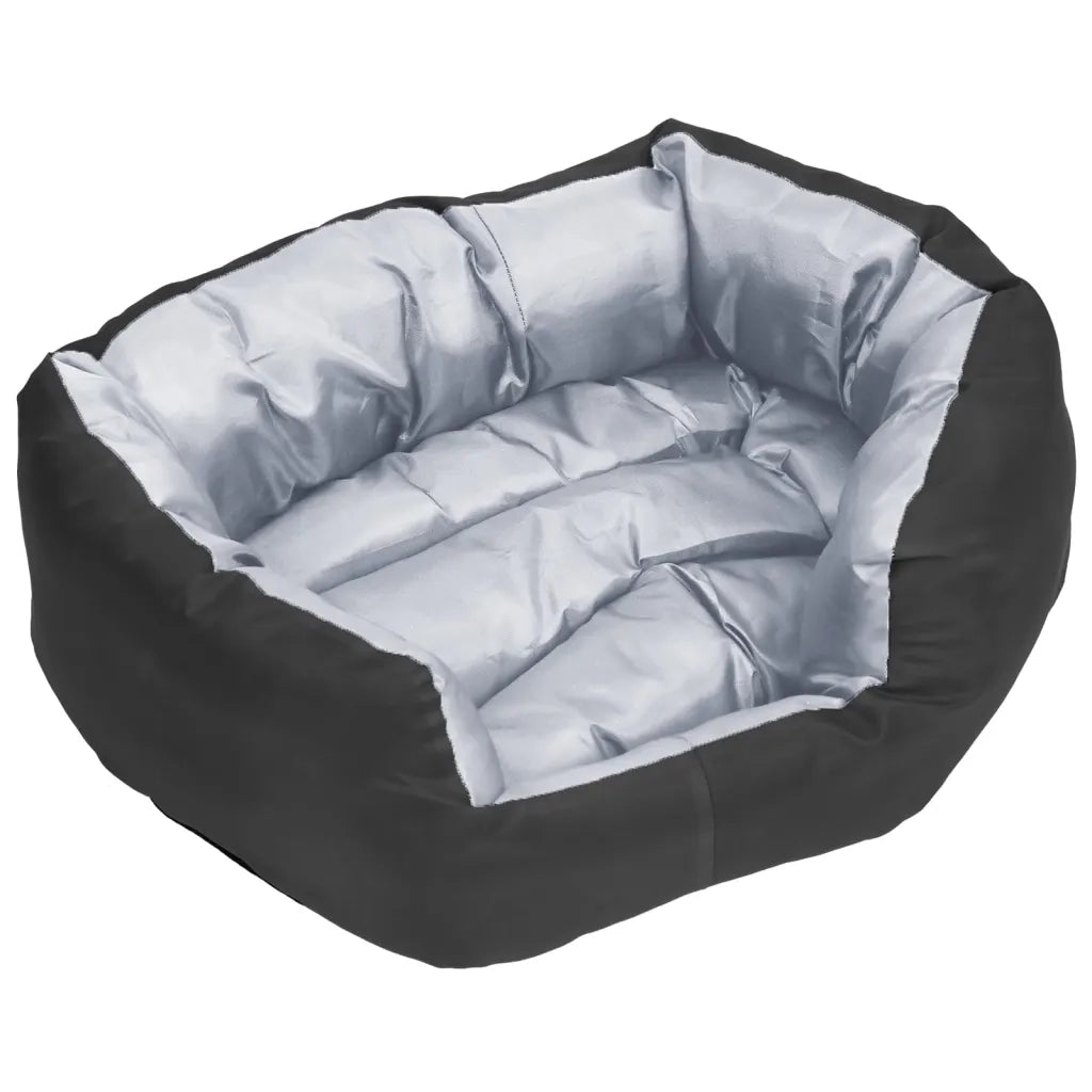Cuscino per Cani Reversibile e Lavabile Grigio Nero 65x50x20 cm 171207