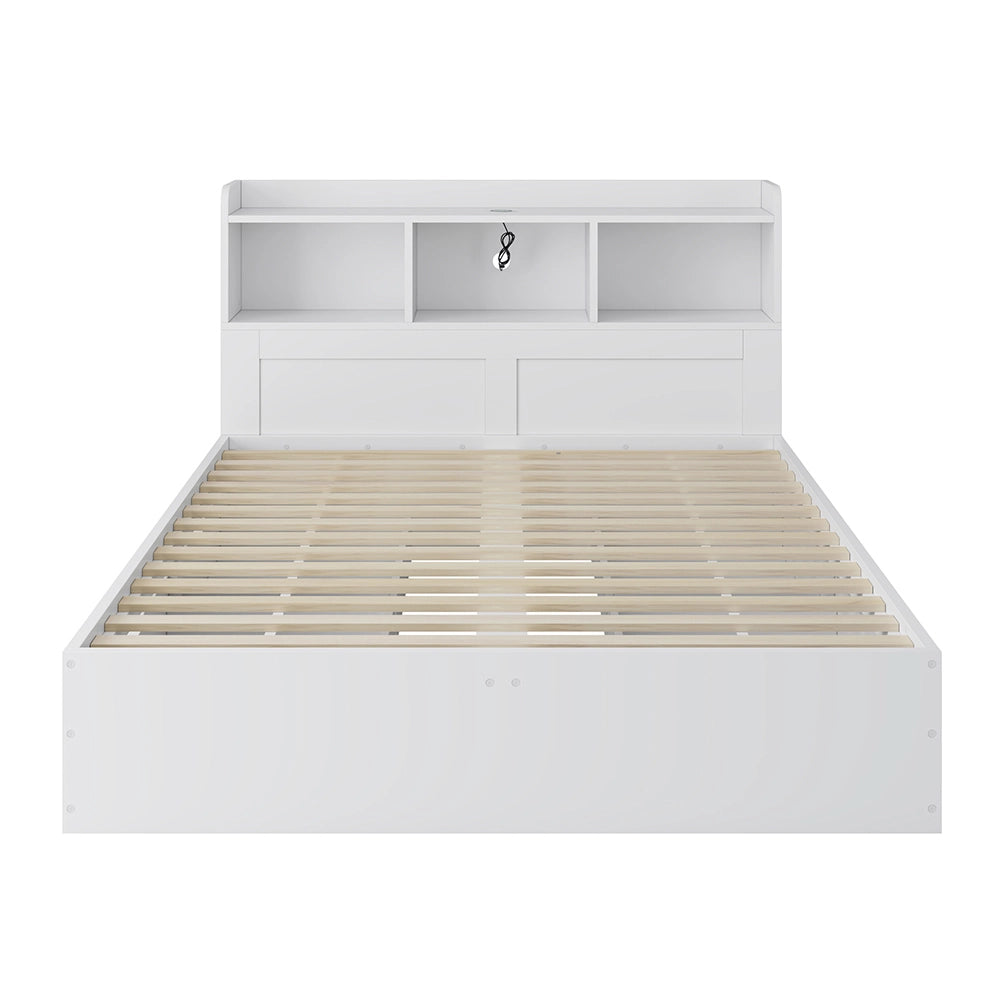 Letto matrimoniale - Xylo - 140x200 cm USB wireless bianco
