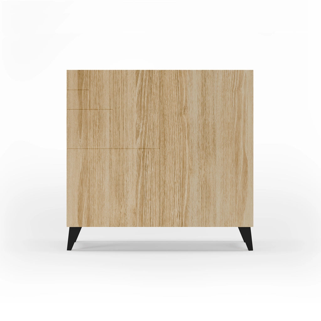 Scarpiera Herdasa effetto rovere gambe nere 87x90x27