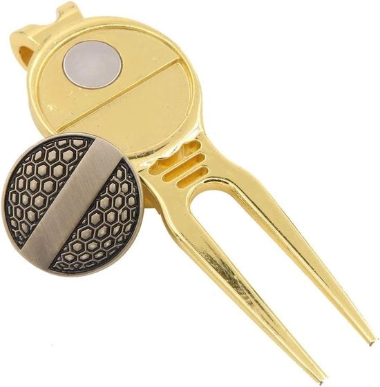 Strumento per Divot - Riparatore da Golf - Marcatore Magnetico - Progettazione Ergonomica - Resistente all'ossidazione - Dimensioni Compresse 8,5 x 2,8 x 1 cm - Accessori da Golf