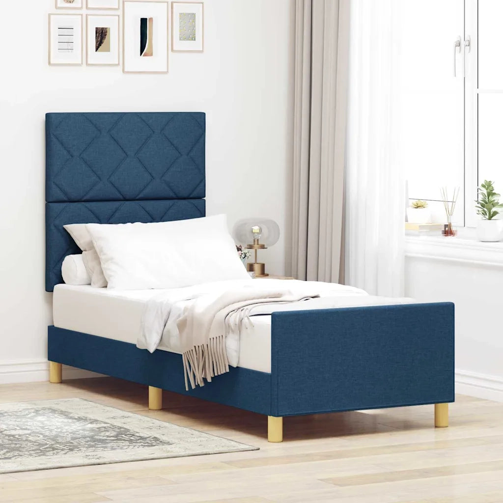 Struttura del letto con testiera Blu 80 x 200 cm Tessuto 3344766