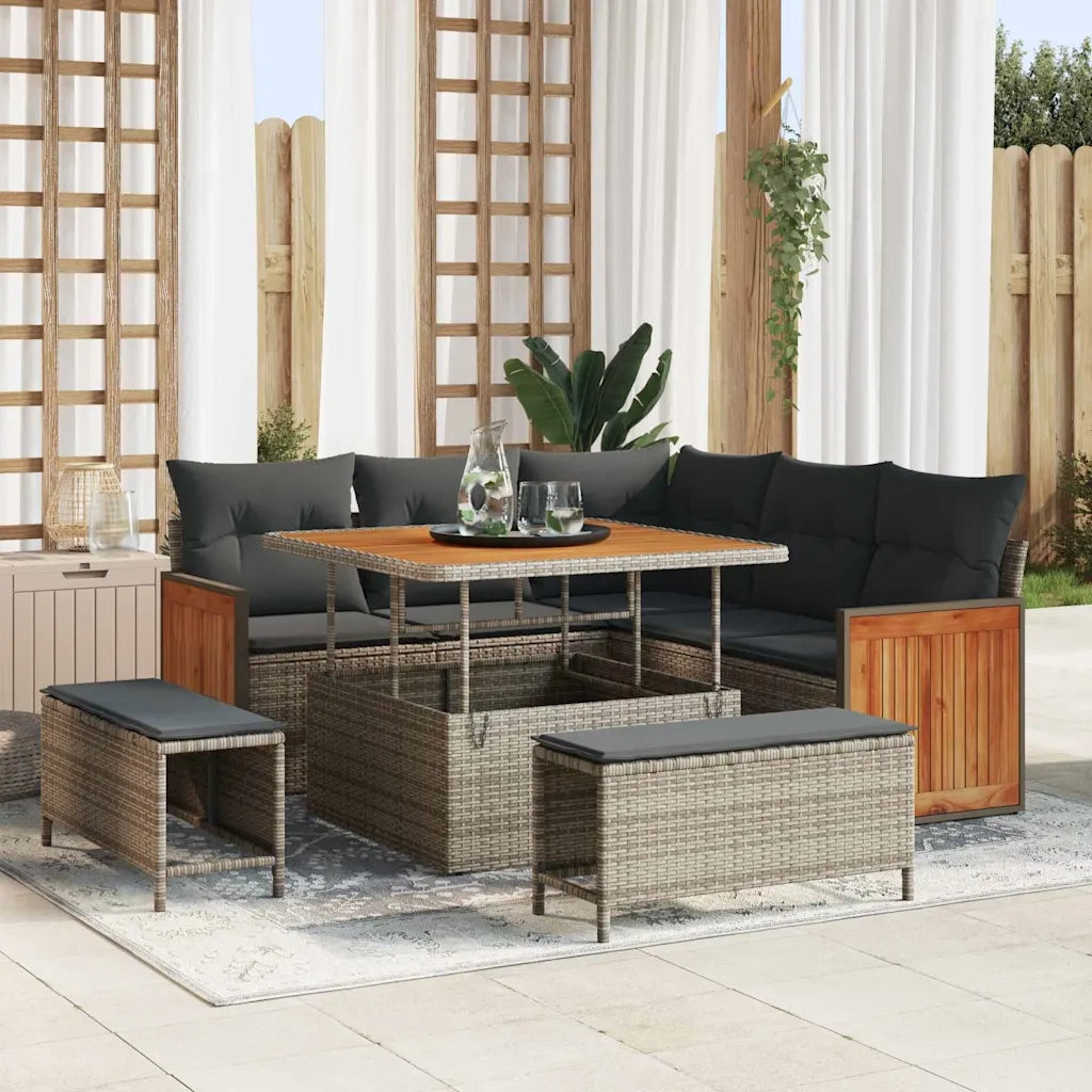 Set Divano da Giardino con cuscino 8 pcs Grigio