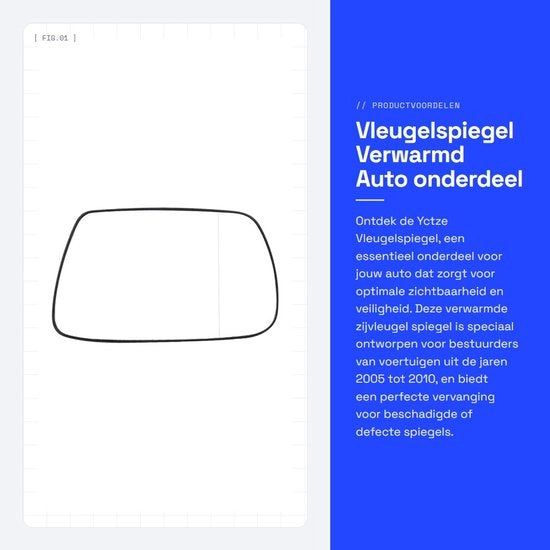 Specchio Retrovisore Riscaldato - Vetro di Ricambio - Specchio Autoportante - Qualità Elevata - Materiale Duraturo - Visibilità Clarity - Vetro Specchiettato