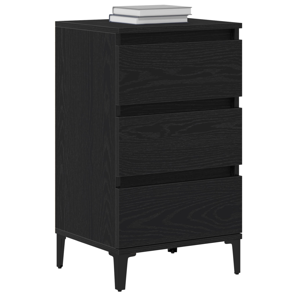Comodino  Nero Rovere 40x35x70 cm Legno ingegnerizzato