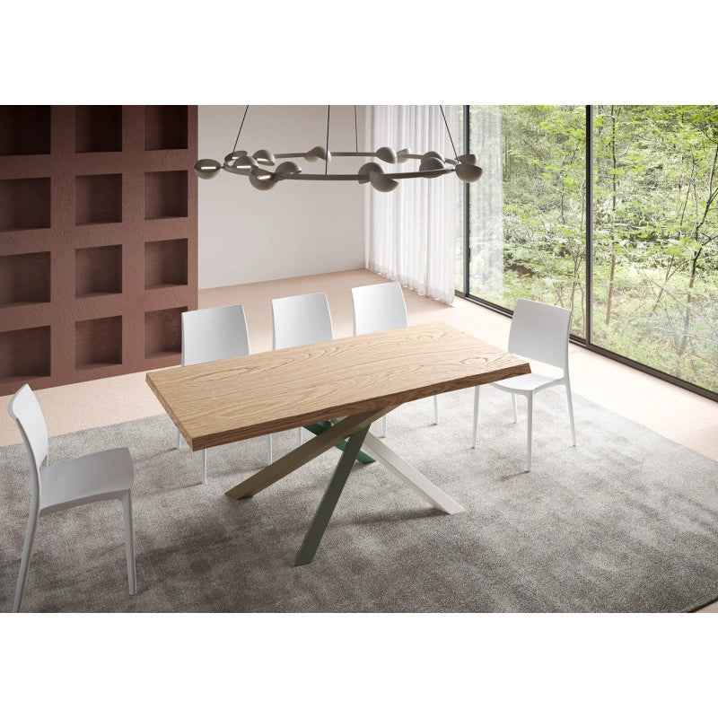 Tavolo allungabile 200/300x90 cm Versalux scortecciato telaio Multicolore 4/A - Rovere