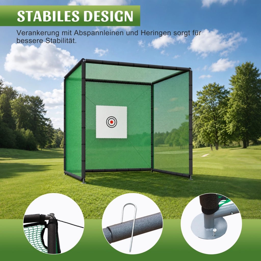 RETE PRATICA GOLF 300x300x300 cm Metallo Nero per Interno ed Esterno