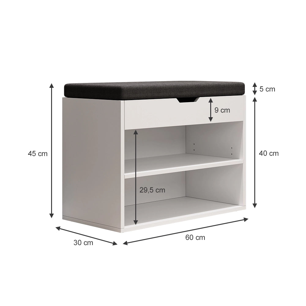 Vicco Panca scarpiera da ingresso Bianco 60 x 45 cm con ripiano