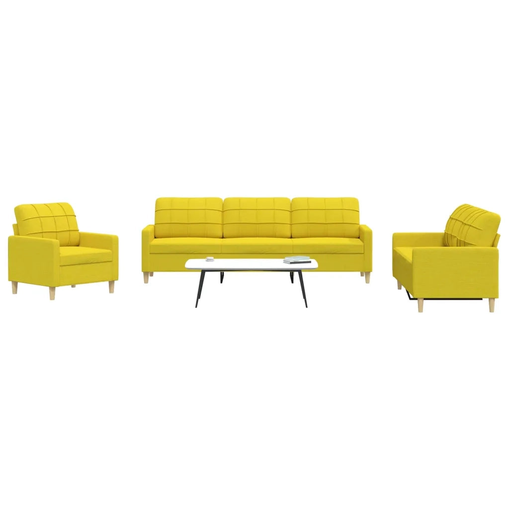 vidaXL Set di Divani 3 pz Giallo Chiaro in Tessuto