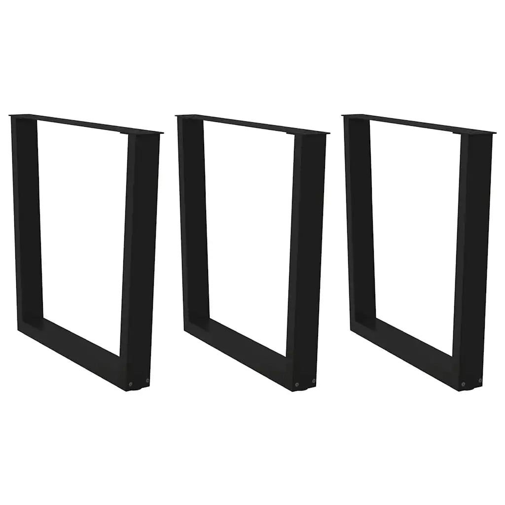 Gambe per tavolo da pranzo a forma di V 3 pz nere 80x(72-73,3) cm in acciaio