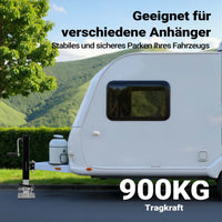 Piede stabilizzatore per rimorchi roulotte, max 900 kg, regolabile in altezza con manovella, con pedale e perno di sicurezza