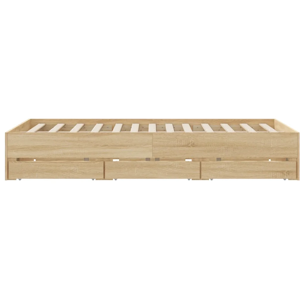 Giroletto Cassetti-Struttura Letto con contenitore Rovere Sonoma 140x190 cm Legno Multistrato 931639