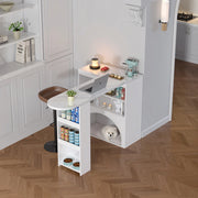 Tavolo allungabile per 2-4 persone con 2 vani aperti e spazio per animali design moderno effetto marmo in MDF bianco