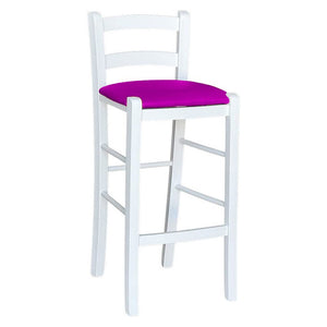 Sgabello legno bianco sedile in similpelle lilla h 67 cm da terra alla seduta