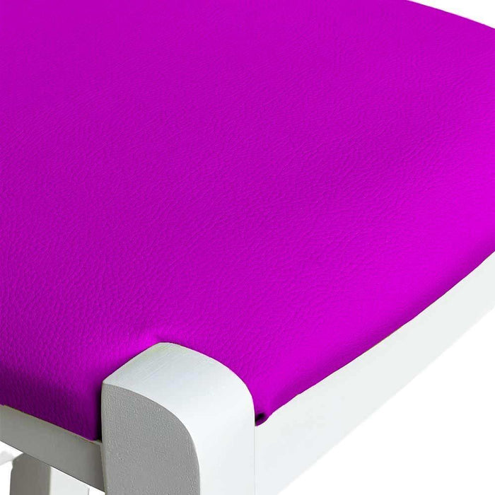 Sgabello legno bianco sedile in similpelle lilla h 67 cm da terra alla seduta