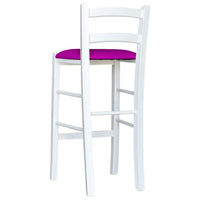 Sgabello legno bianco sedile in similpelle lilla h 67 cm da terra alla seduta