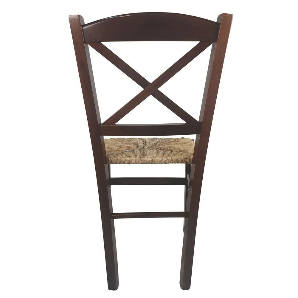 Sedia in legno venezia croce noce scuro con seduta in paglia x 4