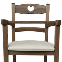 Seggiolone in legno noce chiaro con seduta imbottita in similpelle beige/crema