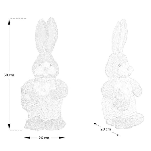 Conigli pasquali coppia rabbit in paglia rafia alti 60 cm
