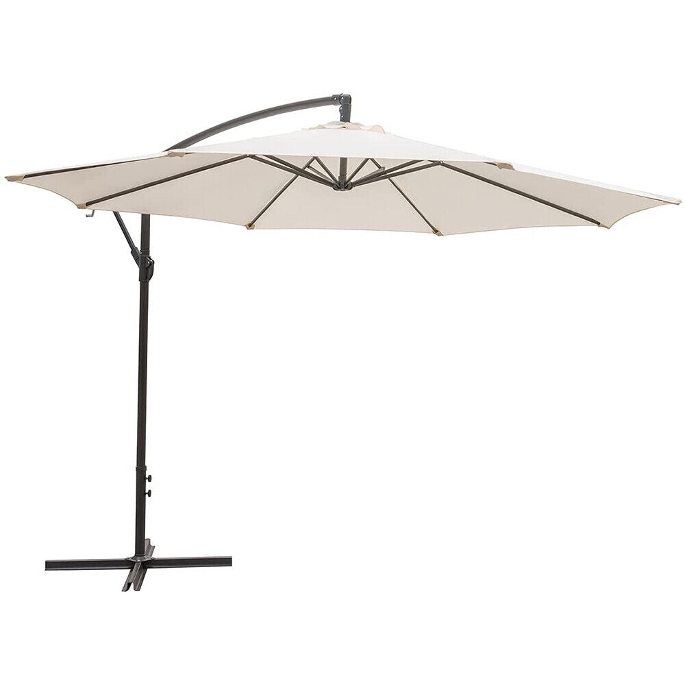 Ombrellone da giardino 3 m a 8 stecche bianco avorio con manovella