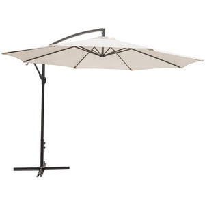 Ombrellone da giardino 3 m a 8 stecche bianco avorio con manovella