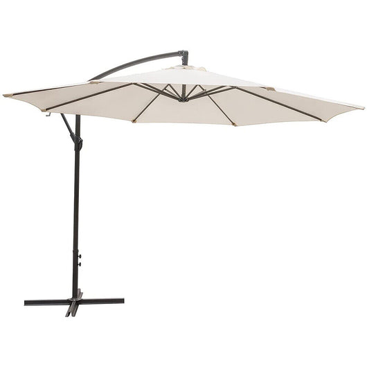 Ombrellone da giardino 3 m a 8 stecche bianco avorio con manovella