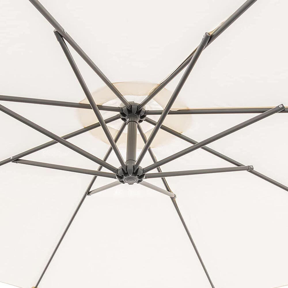 Ombrellone da giardino 3 m a 8 stecche bianco avorio con manovella