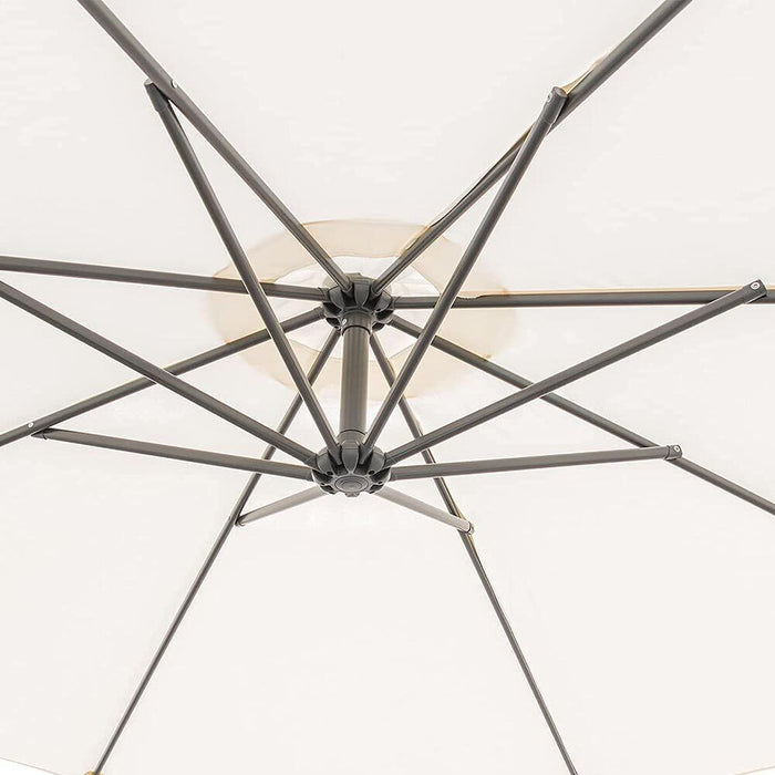 Ombrellone da giardino 3 m a 8 stecche bianco avorio con manovella