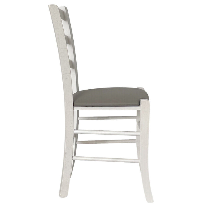 Sedia legno venezia bianco con seduta in similpelle grigio tortora