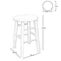 Sgabello bar di legno con seduta rotonda h 47 cm noce chiaro gamba dritti