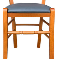 Sedia legno loris ciliegio con seduta in similpelle antracite