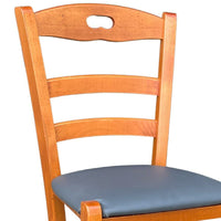 Sedia legno loris ciliegio con seduta in similpelle antracite