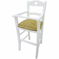 Sediolone in legno laccato bianco con seduta in paglia