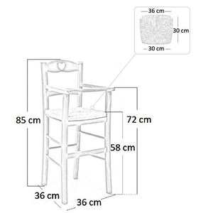 Sediolone in legno laccato bianco con seduta in paglia