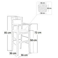 Sediolone in legno noce chiaro con seduta in paglia