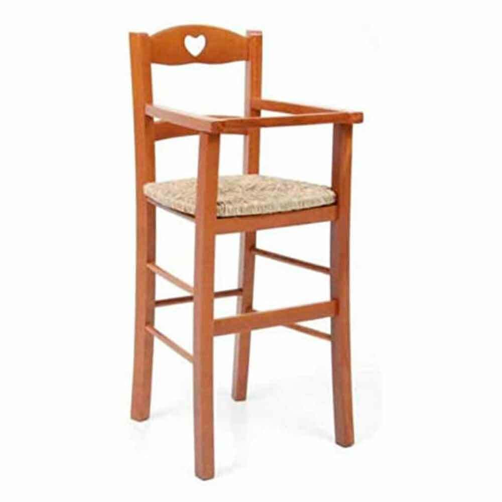 Sediolone in legno ciliegio con seduta in paglia
