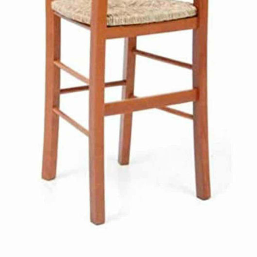 Sediolone in legno ciliegio con seduta in paglia