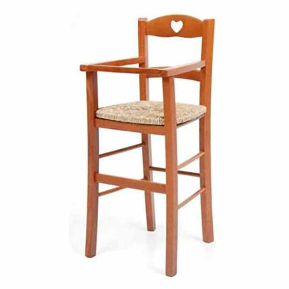 Sediolone in legno ciliegio con seduta in paglia