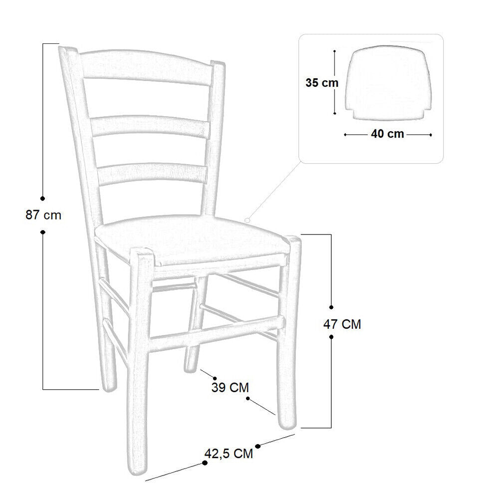 Sedia legno paesana ciliegio con seduta similpelle rosso