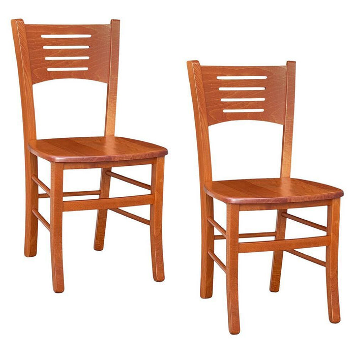 Sedia in legno Amelia ciliegio con seduta in legno massello x 2