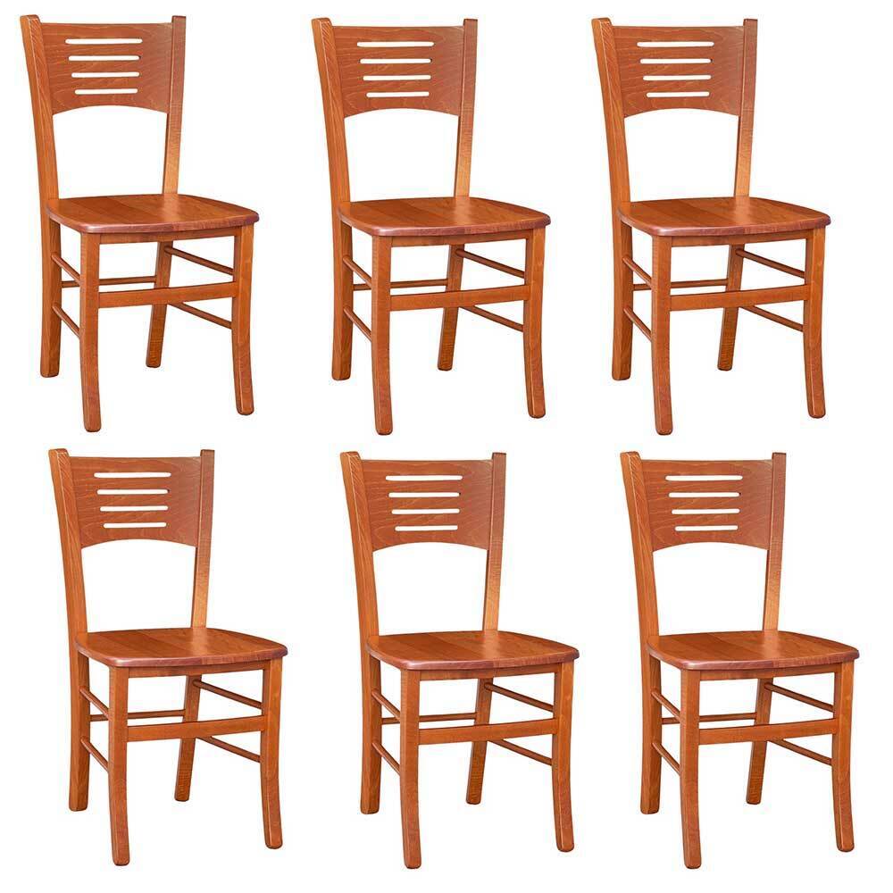 Sedia in legno Amelia ciliegio con seduta in legno massello x 6