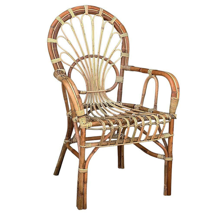 Poltrona sedia Big Sole per adulti in bambù naturale e giunco intrecciato