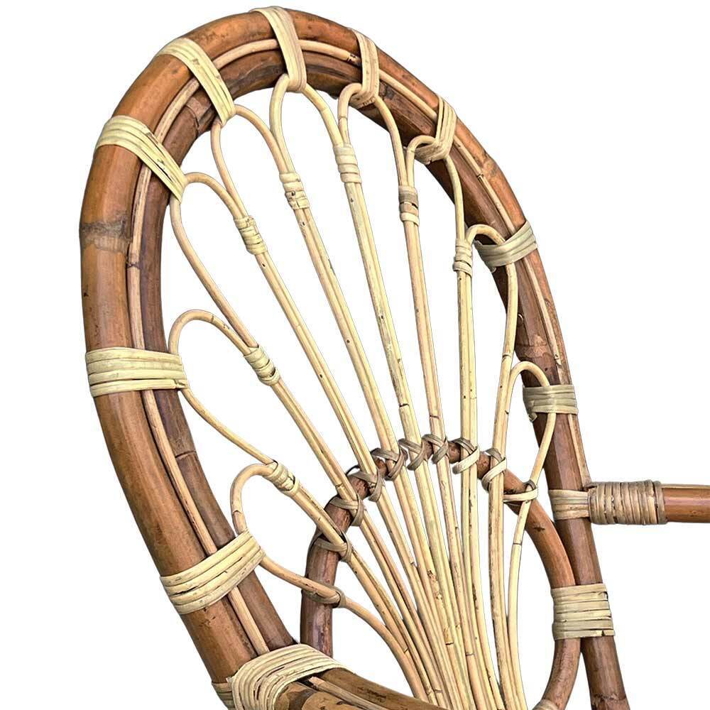 Poltrona sedia Big Sole per adulti in bambù naturale e giunco intrecciato