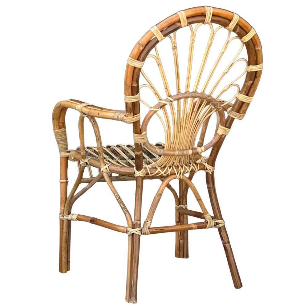 Poltrona sedia Big Sole per adulti in bambù naturale e giunco intrecciato