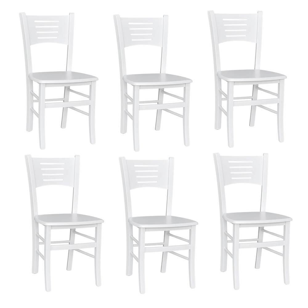 Sedia in legno Amelia bianco laccato con seduta in legno massello x 6