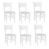 Sedia in legno Amelia bianco laccato con seduta in legno massello x 6