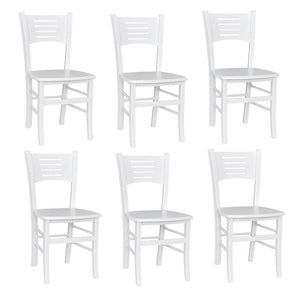 Sedia in legno Amelia bianco laccato con seduta in legno massello x 6